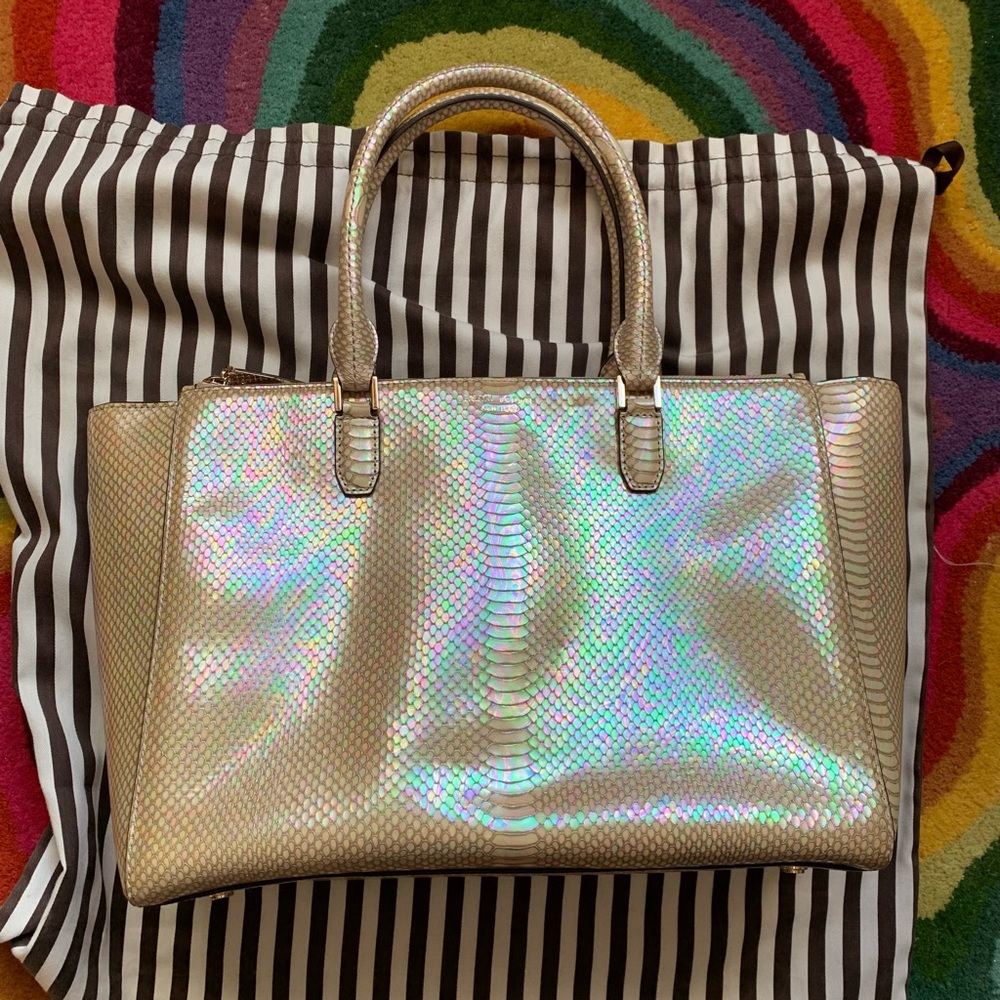 RARE! henri bendel ‘Dalton’ Iridescent Mermaid Large Satchel / Tote Bag